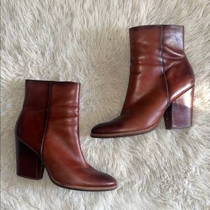 Kork- Ease | Parr Ankle Boots | Brown Leather Chunky Heels Zip up | Women 10